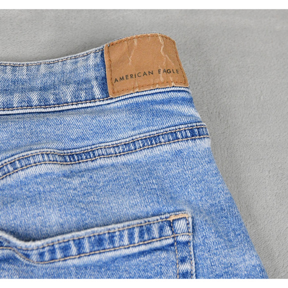 American Eagle Mom Jeans Womens 8 Long (28x30) Distressed Hi-Rise Blue Denim - Picture 8 of 11